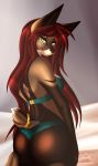  anthro clothing feline female fur hair harlow_parker hax-the-monster lingerie mammal pinup pose simple_background smile 