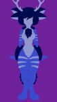  2018 anthro antlers blue_fur cassy cassy_(wyntyr) cute digital_media_(artwork) fantasy female fur hair horn hybrid mammal minimalist navy_hair nude pose simple_background solo tuft wyntyr 