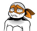  2018 anthro bandanna expression_meme freckles inkyfrog male mask michelangelo_(tmnt) partially_colored reptile scalie scared shell simple_background solo teenage_mutant_ninja_turtles turtle white_background 