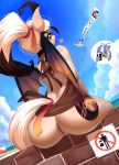  &lt;3 2018 aircraft airplane bat_pony beach burgerkiss butt clothing cutie_mark day digital_media_(artwork) fan_character female hair hi_res looking_at_viewer my_little_pony outside pussy seaside sign sitting smile text wings 