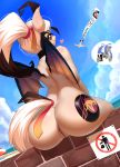  &lt;3 2018 aircraft airplane bat_pony beach burgerkiss butt cutie_mark day digital_media_(artwork) fan_character female hair hi_res looking_at_viewer my_little_pony outside pussy seaside sign sitting smile text wings 