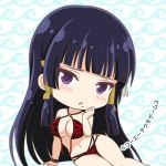  1girl bikini black_hair blush breasts cleavage dead_or_alive dead_or_alive_extreme:_venus_vacation large_breasts long_hair looking_at_viewer navel nyotengu official_art purple_eyes swimsuit 