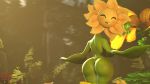  2018 3d_(artwork) adriandustred anthro big_breasts blush breasts butt digital_media_(artwork) female flora_fauna flower group nintendo nipples nude plant pok&eacute;mon pok&eacute;mon_(species) smile source_filmmaker sunflora thick_thighs video_games water 