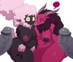  &lt;3 2018 absurd_res anthro belly big_breasts breast_squish breasts breasts_frottage caprine demon digital_media_(artwork) disembodied_penis duo_focus erection facial_piercing female goat group hi_res horizontal_pupils horn humanoid_penis male mammal mature_female nose_piercing nose_ring penis piercing sheep sheep_mom simple_background sssonic2 sweat thick_thighs vein veiny_penis white_background wool 
