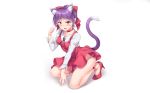  akizora_momiji animal_ears blush catgirl collar dress gegege_no_kitaro neko_musume purple_hair short_hair tail white yellow_eyes 
