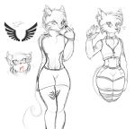  canine cat clothing curves cute eyelashes feline fem fox girly kaarosu_(character) looking_at_viewer mammal rupninja_(artist) shorts simple_background sketch skinny slim voluptuous white_background 