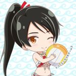  1girl bikini black_hair blush breasts dead_or_alive dead_or_alive_extreme:_venus_vacation large_breasts long_hair looking_at_viewer momiji_(ninja_gaiden) navel official_art ponytail swimsuit underboob 