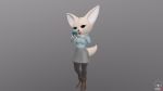  3d_(artwork) aggressive_retsuko anthro black_eyes canine cellphone dickbutt digital_media_(artwork) fennec fenneko fox fur mammal phone sanrio sorok17 turntable_(disambiguation) yellow_fur 