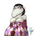  2017 alpha_channel animal_crossing annalisa_(animal_crossing) anteater anthro anthrofied armwear big_breasts big_thighs biped black_eyes blush breasts brown_hair cheek_tuft cleavage clothed clothing collarbone digital_drawing_(artwork) digital_media_(artwork) dress ears_back elbow_gloves eyelashes eyeshadow female fimp front_view fur gloves hair half-length_portrait ineffective_clothing long_snout looking_away makeup mammal mascara nintendo portrait short_hair shoulder_tuft signature simple_background small_waist snout solo standing tight_clothing transparent_background tuft video_games voluptuous white_fur wide_hips 