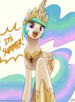  2018 crown cutie_mark english_text equine feathered_wings feathers female feral friendship_is_magic horn jewelry john_joseco looking_at_viewer mammal my_little_pony necklace princess_celestia_(mlp) smile solo text winged_unicorn wings 