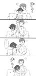  &gt;_&lt; 1boy 1girl 4koma =_= blush comic couch couple facial_hair facial_mark flying_sweatdrops greyscale hetero highres hug keith's_father_(voltron) krolia miyata_(lhr) monochrome open_mouth pointy_ears ribbed_sweater silent_comic sitting smile spoilers spoken_ellipsis stubble sweater tears turtleneck turtleneck_sweater voltron:_legendary_defender 
