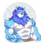  2018 abs absurd_res anthro biceps black_nose booboo34 canine clothing digital_media_(artwork) fur hair hi_res male mammal muscular muscular_male pecs simple_background solo wolf 
