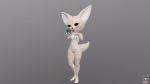  3d_(artwork) aggressive_retsuko animated anthro black_eyes blush breasts butt canine cellphone dickbutt digital_media_(artwork) female fennec fenneko fox fur gradient_background grey_background mammal nude phone sanrio simple_background sorok17 turntable_(disambiguation) yellow_fur 