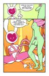  2018 5_fingers armor balls breasts clothed clothing comic dialogue dickgirl digital_media_(artwork) duo english_text female flaccid flora_fauna green_balls green_penis green_skin gun helmet hi_res humanoid intersex lagomorph mammal miscon navel nipples nude penis pinku_(miscon) plant rabbit ranged_weapon raygun small_breasts spread_legs spreading standing sweat tentacles text topless weapon 