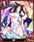  animal_ears bishop_(chess) black_hair breasts card_(medium) cat_ears cat_tail character_name chess_piece covered_nipples hair_rings high_school_dxd japanese_clothes kimono kuroka_(high_school_dxd) large_breasts lipstick long_hair looking_at_viewer makeup multiple_tails navel official_art open_mouth purple_lipstick slit_pupils solo tabi tail trading_card undressing yellow_eyes 