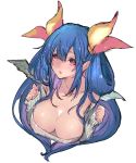  alternate_costume bare_shoulders blue_hair breasts dizzy guilty_gear large_breasts oro_(sumakaita) red_eyes ribbon solo sweater wings yellow_ribbon 
