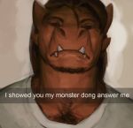 anthro body_hair chest_hair clothed clothing dragon english_text hair looking_at_viewer male rowf selfie snapchat solo teeth text 