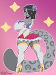 anthro big_breasts breasts butt clothed clothing cosplay feline female huge_breasts looking_at_viewer mammal plankboy smile solo standing thick_thighs tight_clothing 