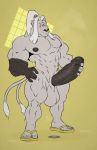  anthro balls big_balls eyes_closed feline holding_penis huge_balls humanoid_penis hyper hyper_balls hyper_penis kazushi lion male mammal muscular muscular_male pecs penis scar solo standing wet 