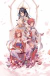  armor black_hair cape cottan666 dress fire_emblem fire_emblem_if full_body gloves hair_ornament hairband highres hinoka_(fire_emblem_if) jewelry long_hair looking_at_another looking_at_viewer mikoto_(fire_emblem_if) mother_and_daughter multiple_girls open_mouth pink_hair priest red_dress red_eyes red_hair red_skirt sakura_(fire_emblem_if) short_hair skirt smile staff thighhighs white_dress white_gloves zettai_ryouiki 
