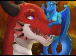  2018 balls claws digital_media_(artwork) dragon feral horn lady-t_(artist) male open_mouth scalie simple_background smile teeth wings 