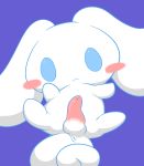  2018 absurd_res anus balls blush canine cinnamon cinnamoroll cub erection feral hi_res lying male mammal on_back penis sanrio simple_background solo tatwuyan young 