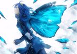  backlighting blue blue_eyes blue_hair butterfly_wings commentary_request crying crying_with_eyes_open fingerless_gloves fire_emblem fire_emblem:_kakusei fire_emblem_heroes from_side gloves glowing glowing_wings gold_trim interlocked_fingers lip_obrie long_hair long_sleeves looking_afar looking_up lucina simple_background solo tears tiara white_background wings 