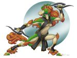  clothed clothing dragon female hair hooves kirin knife loupgarou scales weapon 