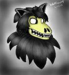  anthro black_fur canine female fur hair looking_at_viewer mammal monster scp-1471 scp_foundation simple_background skull solo waffleart 