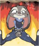  anthro clothing disney female fire judy_hopps lagomorph mammal meme rabbit s-dash solo zootopia 