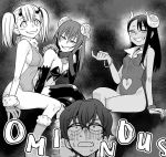  3girls ijiranaide_nagatoro-san long_hair monochrome multiple_girls nagatoro 