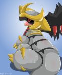  2015 giratina_(altered_form) legendary_pok&eacute;mon nintendo open_mouth pok&eacute;mon simple_background solo type video_games 