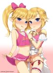  blonde_hair blue_eyes blush bracer censored cheerleader circlet cosplay crossdressing dress dress_lift dual_persona erection licking_lips link male_focus meimone mosaic_censoring multiple_boys multiple_penises navel otoko_no_ko panties penis penises_touching pointy_ears ponytail princess_zelda princess_zelda_(cosplay) short_hair simple_background skirt skirt_lift smile stomach the_legend_of_zelda the_legend_of_zelda:_tri_force_heroes thigh_strap tongue tongue_out underwear wristband yaoi 