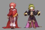  bare_shoulders belt bigglyboof blue_eyes boots cape closed_mouth commentary_request cosplay fire_emblem fire_emblem:_akatsuki_no_megami fire_emblem:_kakusei fire_emblem:_rekka_no_ken fire_emblem_heroes fire_emblem_if green_hair grey_background hairband headband highres hood hood_down multiple_girls my_unit my_unit_(cosplay) my_unit_(fire_emblem:_kakusei) nino_(fire_emblem) oversized_clothes pink_hair red_eyes red_headband robe sakura_(fire_emblem_if) sanaki_kirsch_altina sanaki_kirsch_altina_(cosplay) shawl short_hair simple_background sleeves_past_fingers sleeves_past_wrists smile standing 