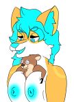  2018 anthro big_breasts blush breasts canine digital_media_(artwork) female fox fur grope hair hyperhair lar male male/female mammal mustelid nipples nude open_mouth otter simple_background smile tongue 