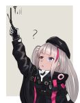  ? arm_up beret blue_eyes cellphone flip_phone girls_frontline gloves grey_hair hat heterochromia highres holding holding_cellphone holding_phone jacket lodbyy long_hair long_sleeves mdr_(girls_frontline) multicolored_hair open_mouth outside_border phone red_eyes side_ponytail solo streaked_hair tactical_clothes upper_body 