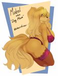  2018 anthro big_breasts breasts butt canine clothed clothing digital_media_(artwork) dog dogmom female hi_res legwear lingerie mammal saluki smile solo thick_thighs thigh_highs vin4art 
