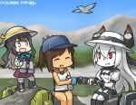  :d air_defense_hime backpack bag binoculars black_footwear black_hair blouse boots brown_hair commentary_request cross-laced_footwear dated dress eating fang food gloves hamu_koutarou hat i-401_(kantai_collection) kantai_collection lace-up_boots long_hair mountain multicolored_hair multiple_girls naganami_(kantai_collection) onigiri open_mouth pleated_skirt ponytail red_eyes school_uniform shinkaisei-kan short_ponytail skirt sleeveless sleeveless_dress smile swimsuit swimsuit_under_clothes white_blouse white_hair 