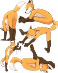  2018 animal_genitalia anthro balls canine fox fully_sheathed male mammal manmosu_marimo nude penis senior_fox sheath simple_background solo standing stretching 