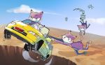  ambiguous_gender anthro car cliff driving feline fur inside_car mammal mouthless purple_fur scar tail_grab tears tetsu_kiri toony vehicle 