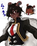  2017 alternate_species animal_crossing animal_humanoid anime anteater anteater_humanoid anthro arjuna_(fate) biped black_eyes breasts brown_body brown_skin bust_portrait button_(fastener) clothed clothing crossgender crossover dark_skin dialogue digital_drawing_(artwork) digital_media_(artwork) eyelashes fate/grand_order fate_(series) female fluffy fluffy_tail grey_tail half-length_portrait humanoid humanoidized jacket japanese japanese_text ktn999999999 looking_away looking_down male mammal multiple_images necktie nintendo olaf_(animal_crossing) portrait simple_background small_breasts smile snout solo speech_bubble text tomboy toony translation_request two_tone_tail video_games white_background white_tail 