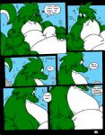  ! &lt;3 2003 ? anthro blue_eyes building claws comic confusion dnapalmhead dragon english_text green_scales growth macro male obese onomatopoeia overweight redsaber scales scalie solo sound_effects text traditional_media_(artwork) 