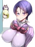  alternate_hair_length breasts erect_nipples fate/grand_order fate_(series) huge_breasts hyuuman impossible_clothes large_breasts minamoto_no_raikou_(fate/grand_order) oni oni_horns parted_bangs pixiv_fate/grand_order_contest_2 purple_bodysuit purple_eyes purple_hair sakata_kintoki_(fate/grand_order) short_hair shuten_douji_(fate/grand_order) skin_tight smile 