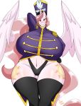  2017 absurd_res anthro anthrofied big_breasts breasts clothed clothing cutie_mark epaulette equine eyelashes female friendship_is_magic gloves hair half-closed_eyes hat hi_res horn huge_breasts jacket legwear long_hair looking_at_viewer mammal my_little_pony navel panties pink_hair princess_celestia_(mlp) simple_background small_head smile solo stockings sunlover611 thick_thighs thigh_highs underwear uniform voluptuous white_background winged_unicorn wings 