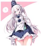  ? arms_behind_back blue_eyes expressionless hat japanese_clothes kariginu long_hair long_sleeves looking_at_viewer mononobe_no_futo ponytail silver_hair skirt solo standing tate_eboshi touhou wide_sleeves yukimiya_(parupunta) 