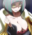  bob_cut breasts cleavage closed_mouth eyebrows gelos_(precure) green_hair haruyama_kazunori hugtto!_precure large_breasts lips mole mole_under_eye multicolored_hair pink_hair precure short_hair smile solo streaked_hair upper_body yellow_eyes 