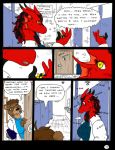  2005 anthro bear blush comic dnapalmhead dragon duo english_text female gills green_eyes growth macro mammal onomatopoeia pills red_scales redsaber scales scalie sound_effects speech_bubble text traditional_media_(artwork) yellow_eyes 