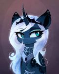  2018 blue_eyes blue_fur digital_media_(artwork) equine eyelashes feathered_wings feathers female feral friendship_is_magic fur hair horn magnaluna mammal my_little_pony princess_luna_(mlp) simple_background solo white_hair winged_unicorn wings 