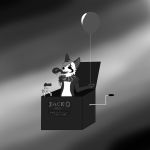  2018 balloon black_and_white black_eyes box canine claws creepy hair jack-o jack_in_the_box looking_at_viewer mammal monochrome puppet simple_background teeth the_chaos_of_nightmares wacko_mcjack-o wolf 