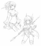  character_request cleavage commentary_request dragoon_(final_fantasy) final_fantasy greyscale kara_(color) leotard looking_at_viewer monochrome multiple_girls pantyhose polearm short_hair smile spear tina_branford weapon 